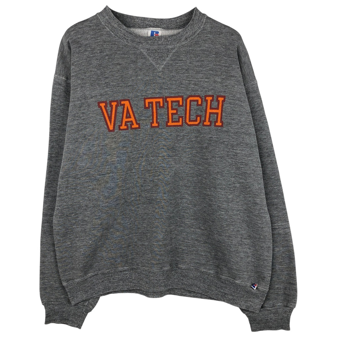 90'S Russell ATHLETIC Print College Sweatshirt, Made in USA, Men's Size L polyester Charcoal Vintage Second Hand