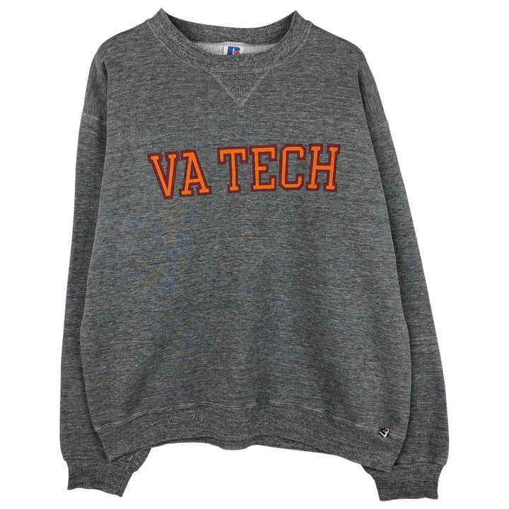90'S Russell ATHLETIC Print College Sweatshirt, Made in USA, Men's Size L polyester Charcoal Vintage Second Hand