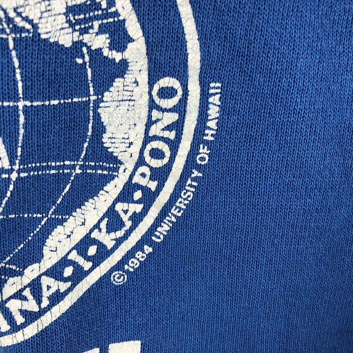 Vintage 1980'S Hanes college sweatshirt, made in the USA, size L, men's cotton blue type Vintage Second Hand
