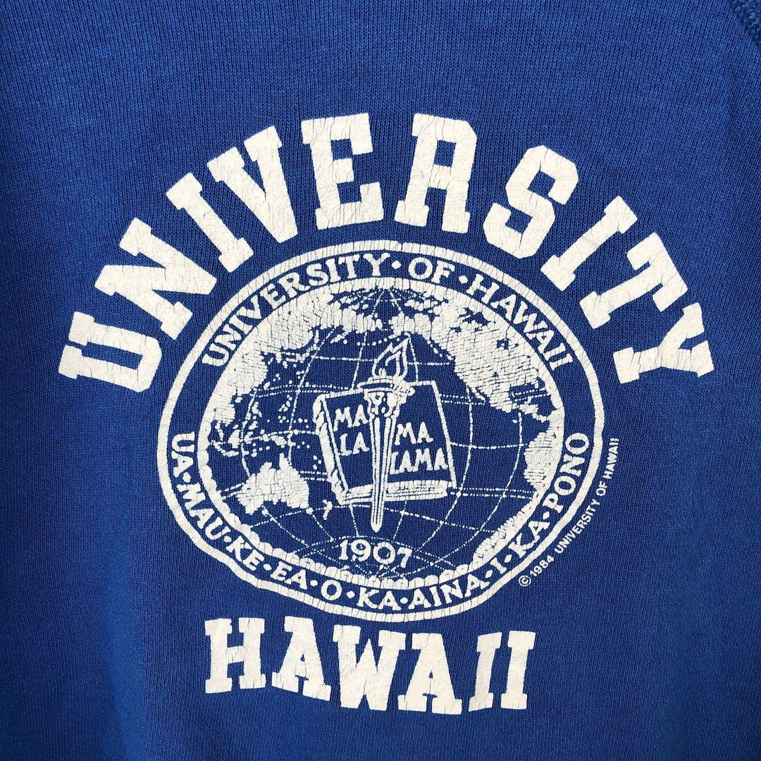 Vintage 1980'S Hanes college sweatshirt, made in the USA, size L, men's cotton blue type Vintage Second Hand