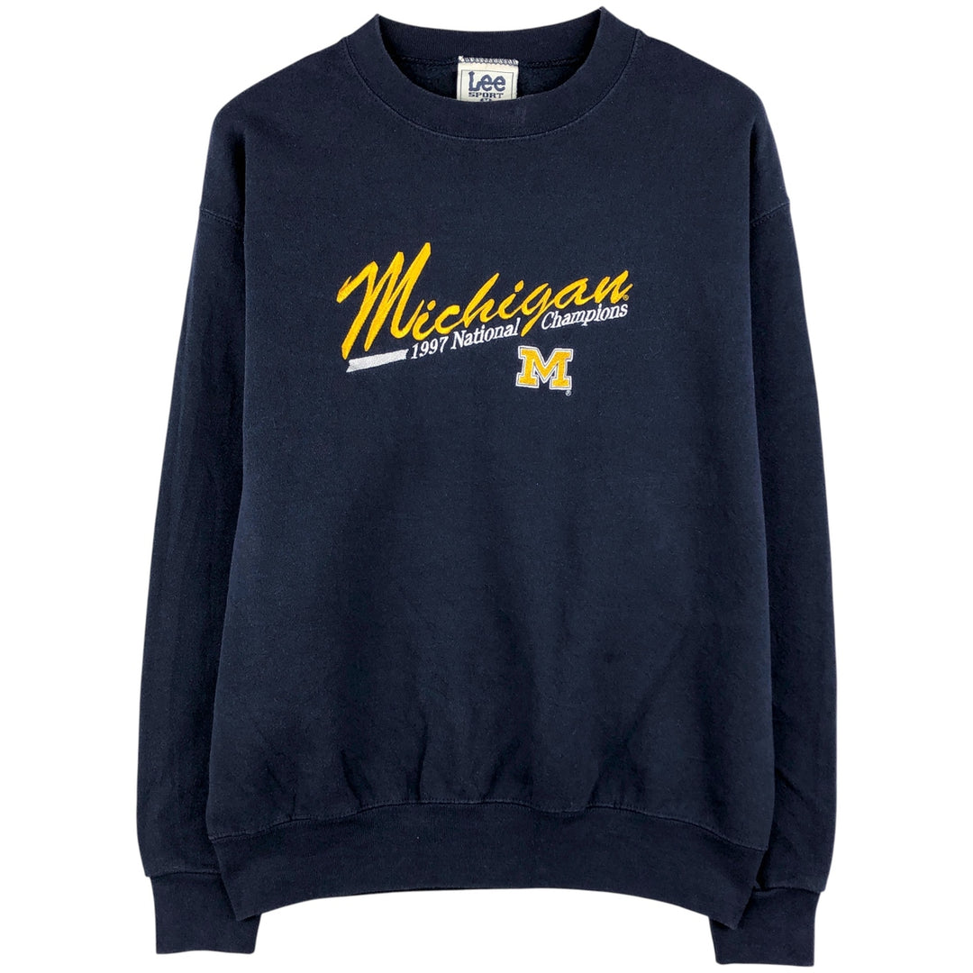 Vintage 1990'S Lee SPORT MICHIGAN University of Michigan college sweatshirt, made in the USA, size M. cotton navy blue type Vintage Second Hand
