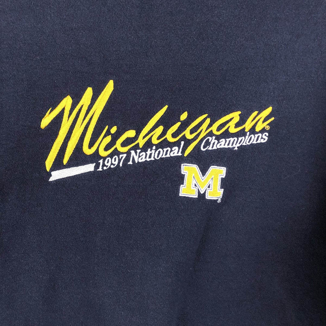 Vintage 1990'S Lee SPORT MICHIGAN University of Michigan college sweatshirt, made in the USA, size M. cotton navy blue type Vintage Second Hand