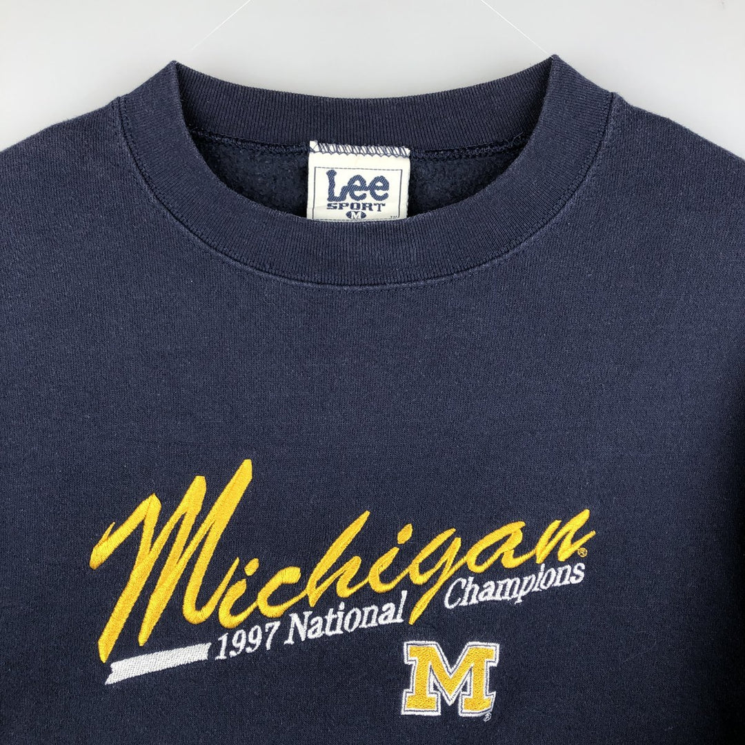 Vintage 1990'S Lee SPORT MICHIGAN University of Michigan college sweatshirt, made in the USA, size M. cotton navy blue type Vintage Second Hand