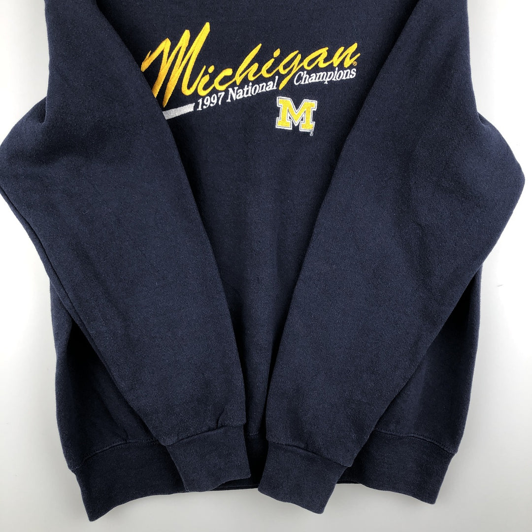 Vintage 1990'S Lee SPORT MICHIGAN University of Michigan college sweatshirt, made in the USA, size M. cotton navy blue type Vintage Second Hand