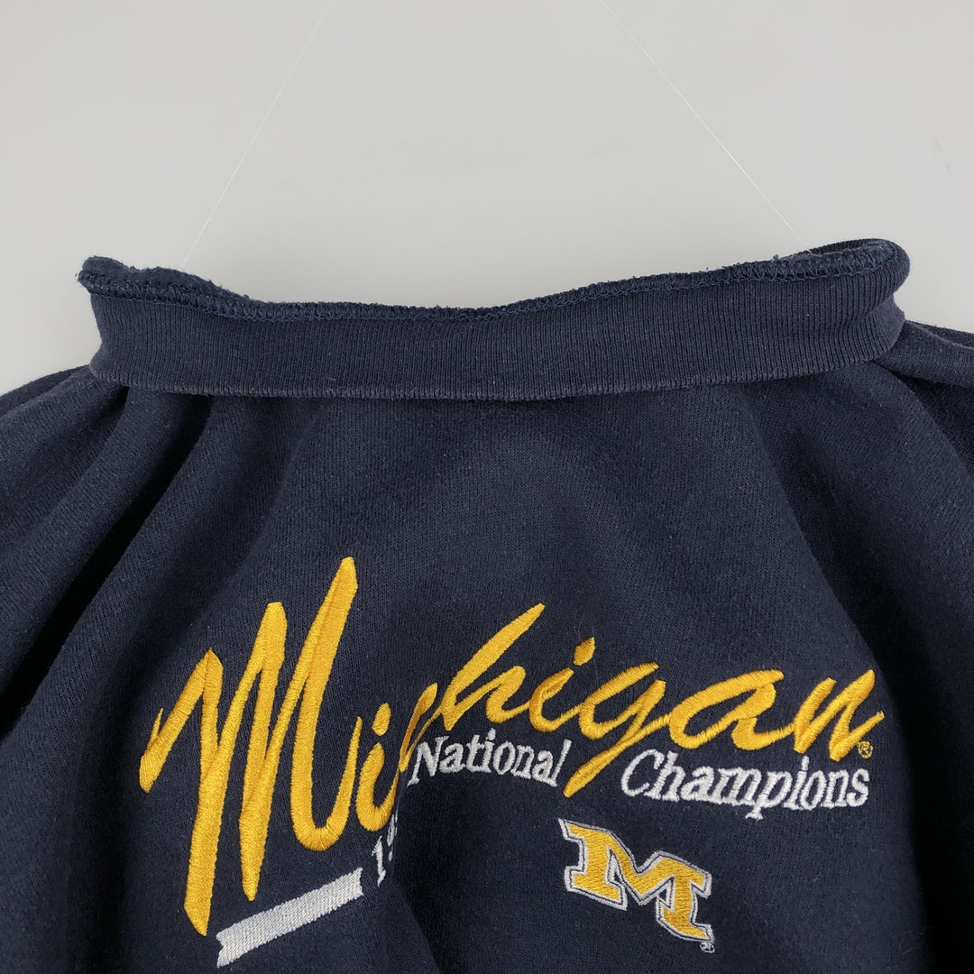 Vintage 1990'S Lee SPORT MICHIGAN University of Michigan college sweatshirt, made in the USA, size M. cotton navy blue type Vintage Second Hand