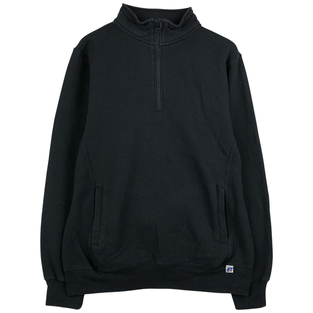 Russell high-neck half-zip sweatshirt, men's size M cotton black type Vintage Second Hand