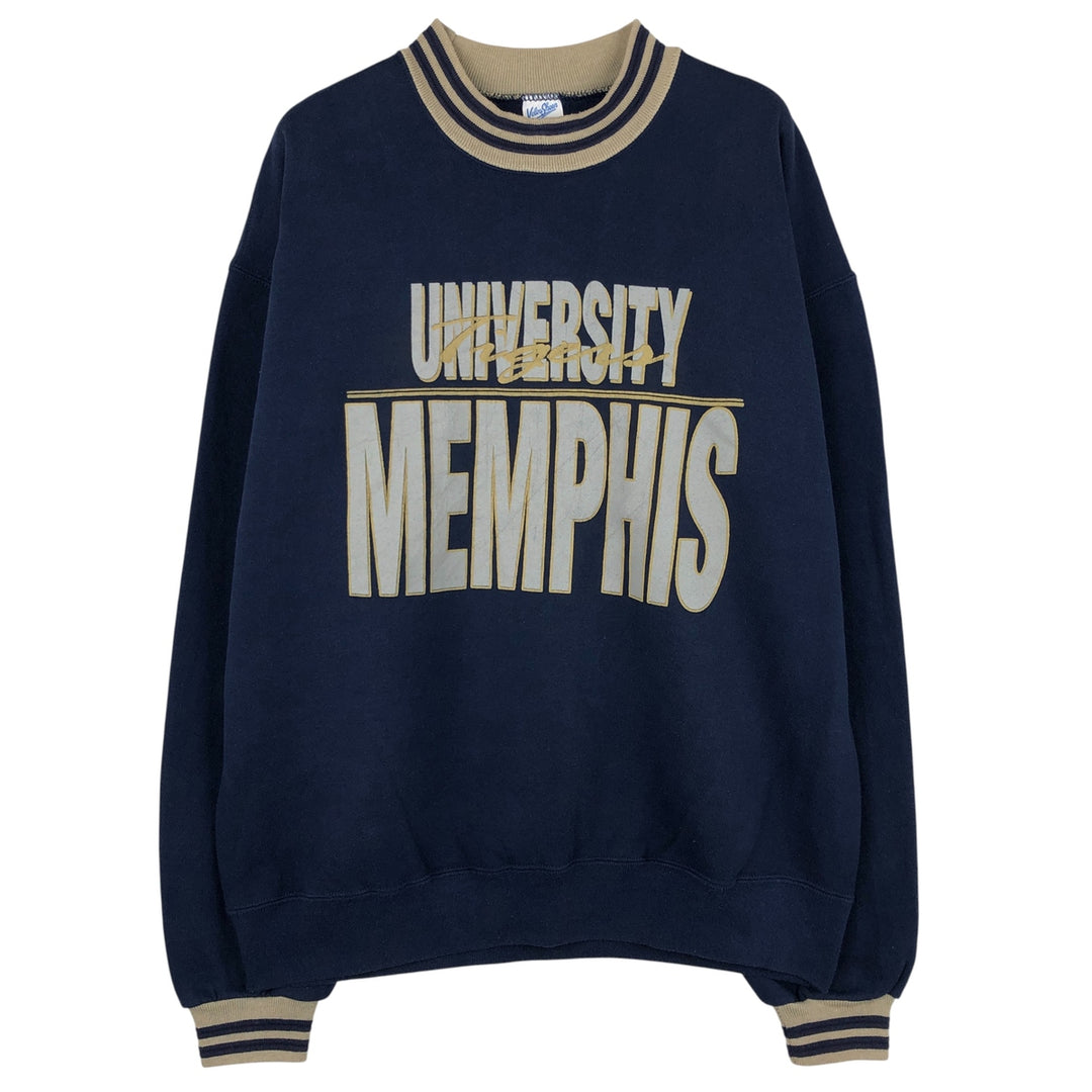 Vintage 80s-90'S Velva Sheen college sweatshirt, made in the USA, size L, men's polyester navy blue type Vintage Second Hand