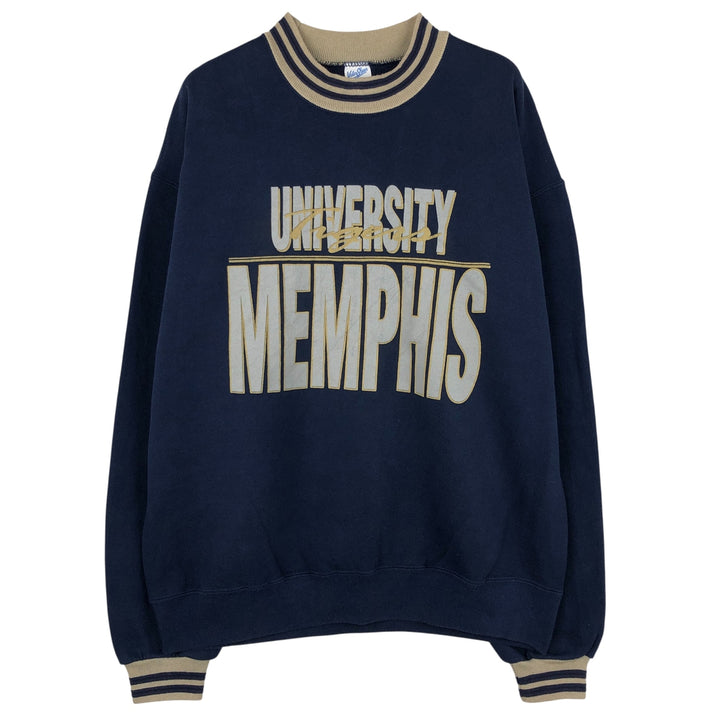 Vintage 80s-90'S Velva Sheen college sweatshirt, made in the USA, size L, men's polyester navy blue type Vintage Second Hand