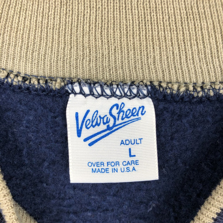 Vintage 80s-90'S Velva Sheen college sweatshirt, made in the USA, size L, men's polyester navy blue type Vintage Second Hand