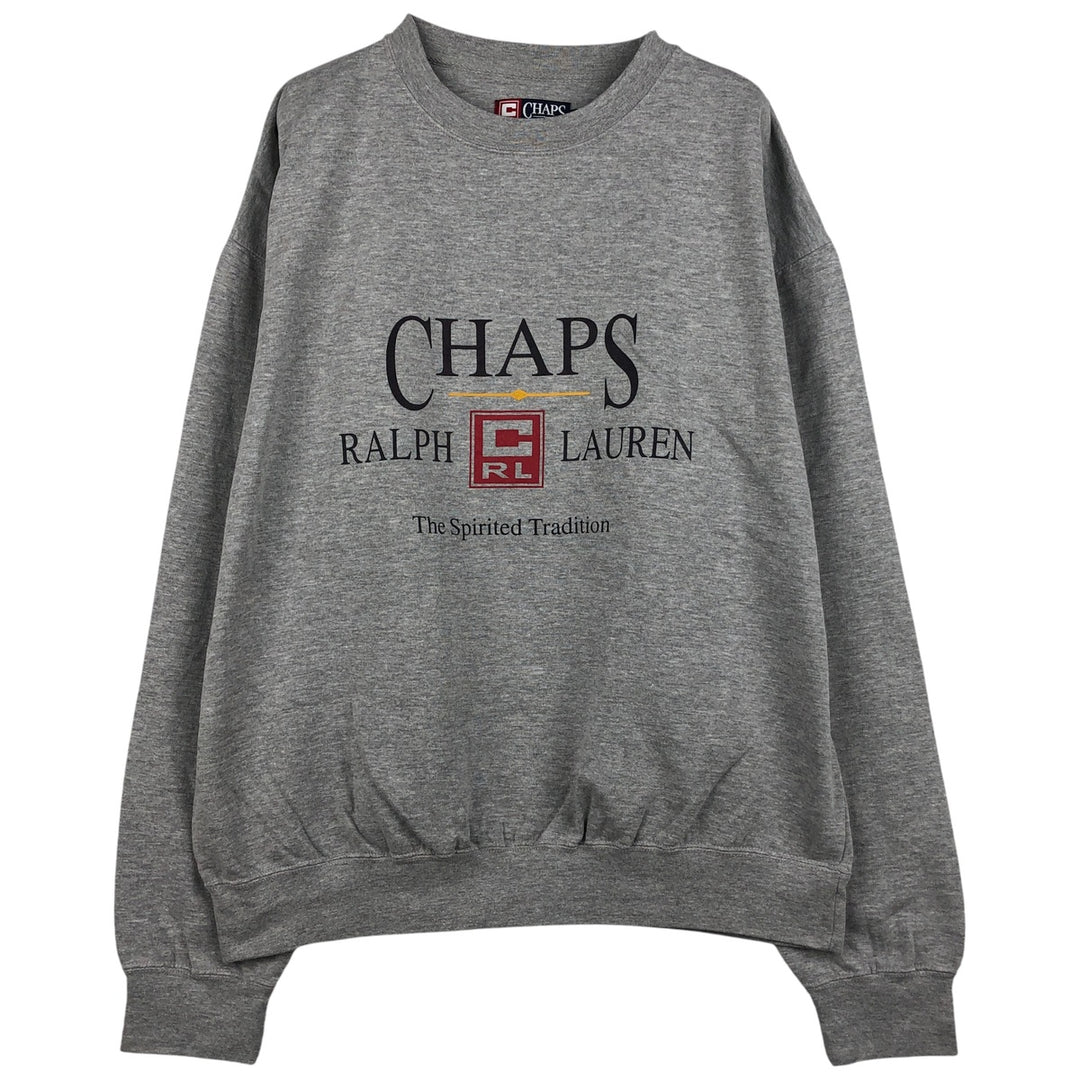 Ralph Lauren CHAPS logo sweatshirt, men's size L cotton gray type Vintage Second Hand