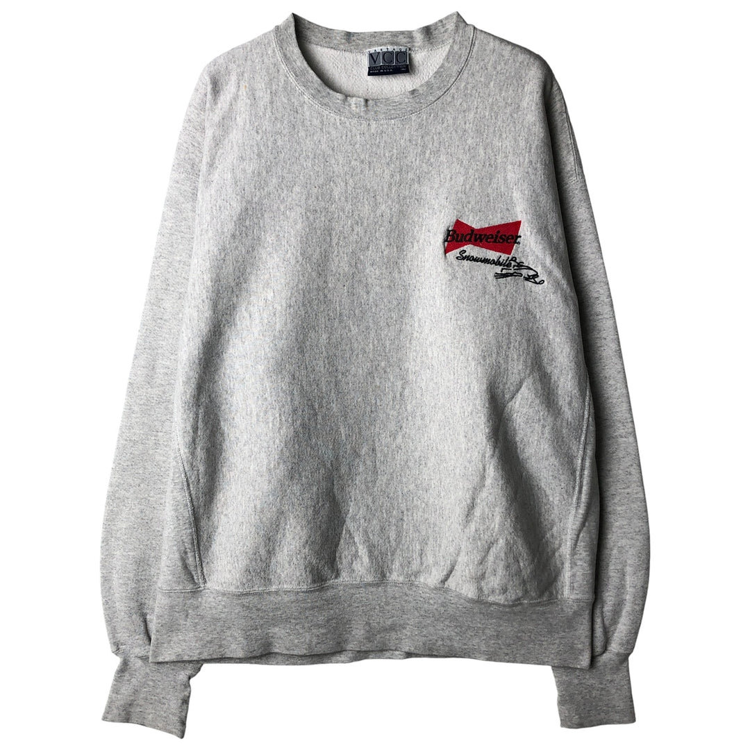 VCC Budweiser Back Print Advertising Sweatshirt, Made in USA, Men's Size XL cotton gray type Vintage Second Hand