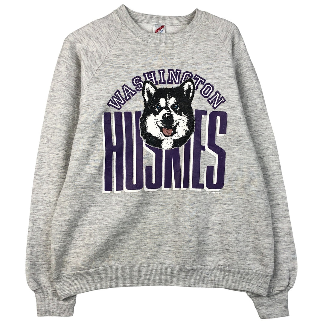 Vintage 1980'S Jerzees College Character Sweatshirt, Made in USA, Men's Size L polyester gray type Vintage Second Hand