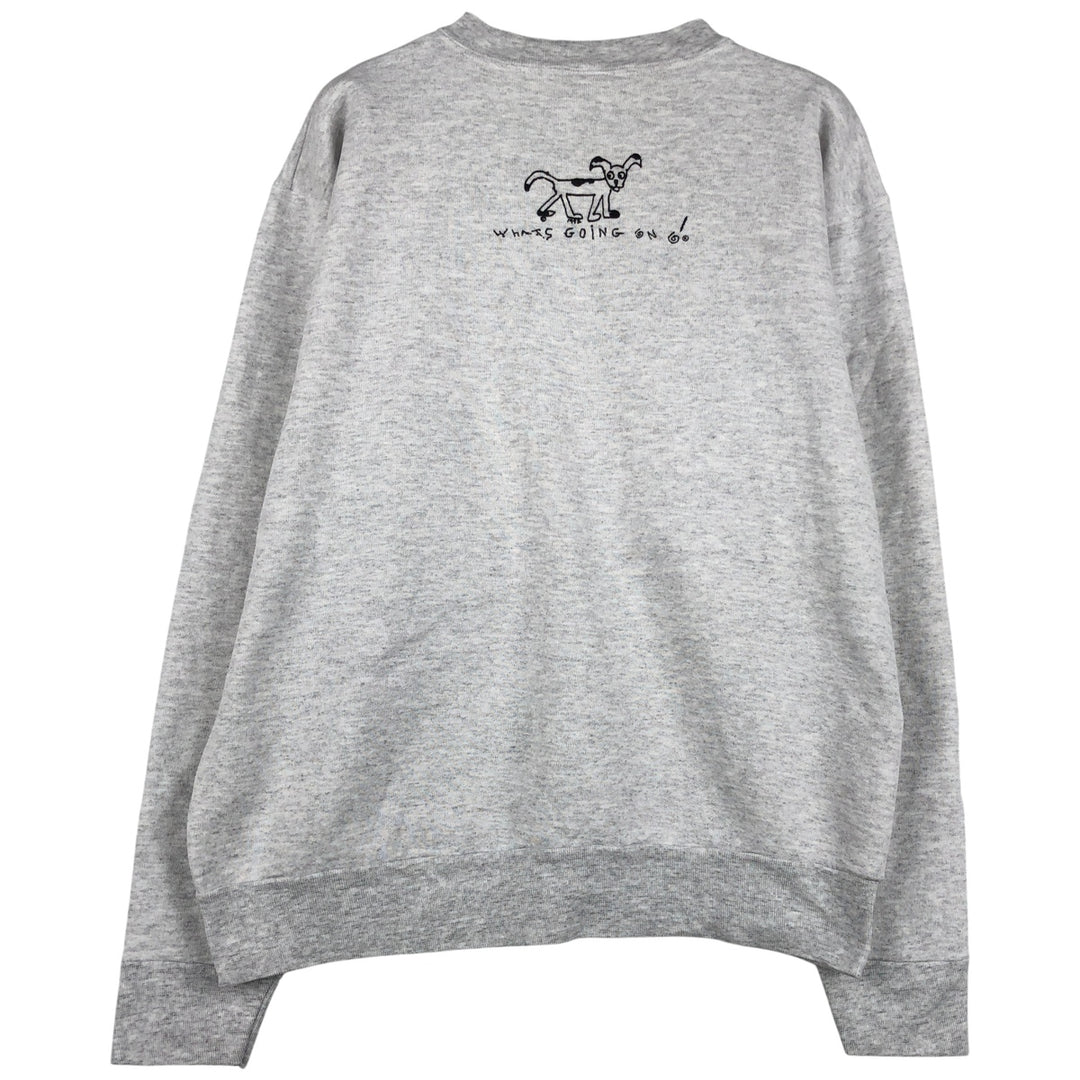 90'S Oneita Power-Sweats Dog Print Animal Sweatshirt, Made in USA, Men's Size Large, Vintage cotton gray type Vintage Second Hand