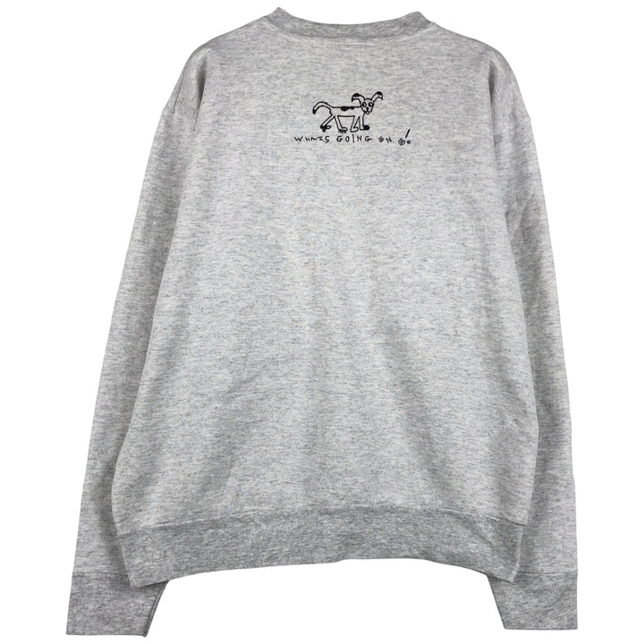 90'S Oneita Power-Sweats Dog Print Animal Sweatshirt, Made in USA, Men's Size Large, Vintage cotton gray type Vintage Second Hand