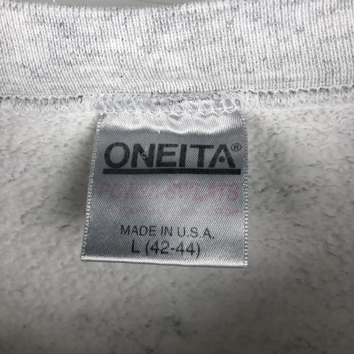 90'S Oneita Power-Sweats Dog Print Animal Sweatshirt, Made in USA, Men's Size Large, Vintage cotton gray type Vintage Second Hand