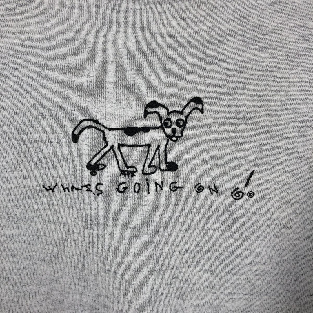 90'S Oneita Power-Sweats Dog Print Animal Sweatshirt, Made in USA, Men's Size Large, Vintage cotton gray type Vintage Second Hand