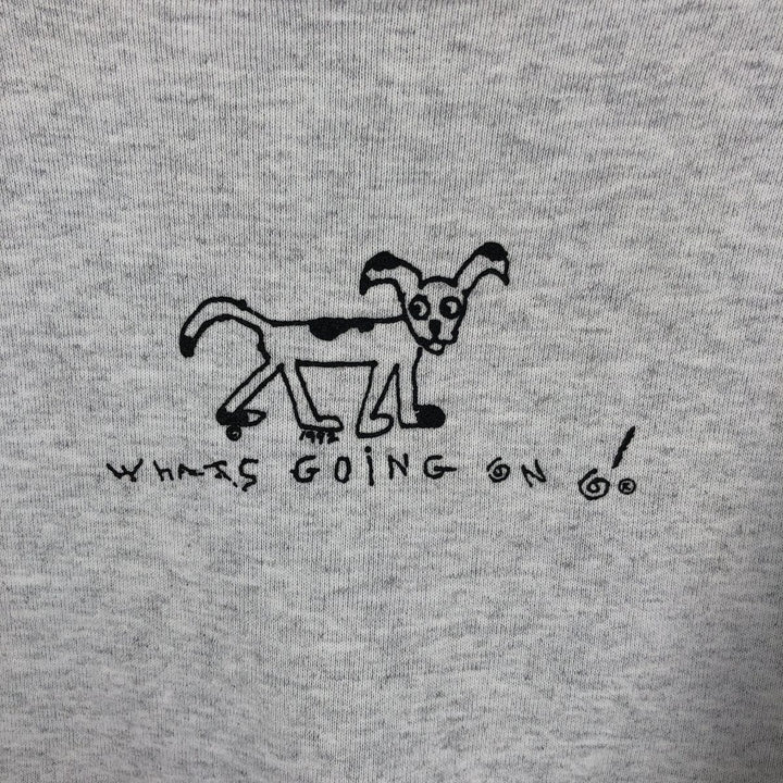 90'S Oneita Power-Sweats Dog Print Animal Sweatshirt, Made in USA, Men's Size Large, Vintage cotton gray type Vintage Second Hand