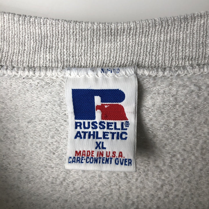 90'S Russell College Sweatshirt, Made in USA, Men's XL, Vintage cotton gray type Vintage Second Hand