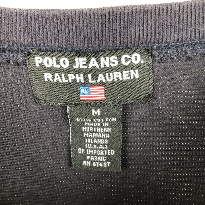 2000'S Ralph Lauren Polo Jeans Company two-tone logo sweatshirt, men's size M cotton unbleached Vintage Second Hand