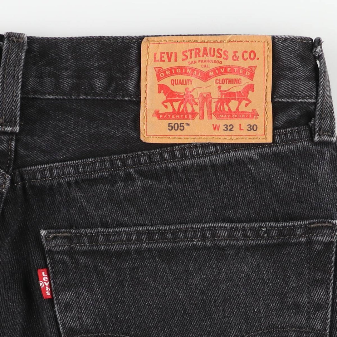 Levi's 505 Regular Fit Straight Leg Tapered Denim Pants, Black Denim, Men's Size W32 cotton black type Vintage Second Hand