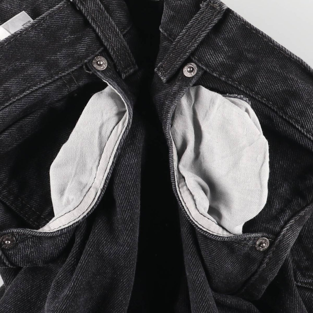 Levi's 505 Regular Fit Straight Leg Tapered Denim Pants, Black Denim, Men's Size W32 cotton black type Vintage Second Hand