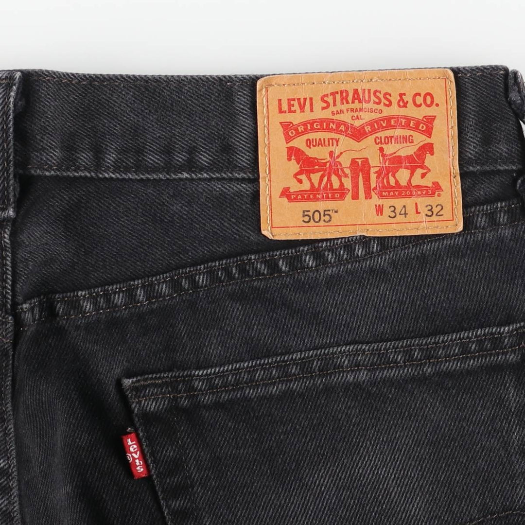 Levi's 505 Black Denim Tapered Denim Pants for Men, W34 equivalent cotton black type Vintage Second Hand