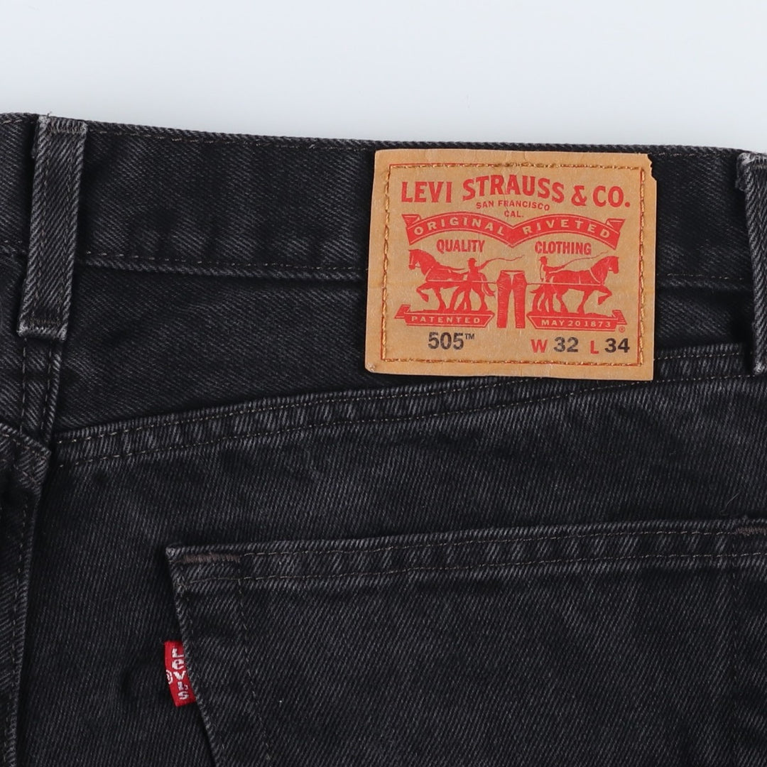Levi's 505 Black Denim Tapered Denim Pants for Men, W32 equivalent cotton black type Vintage Second Hand