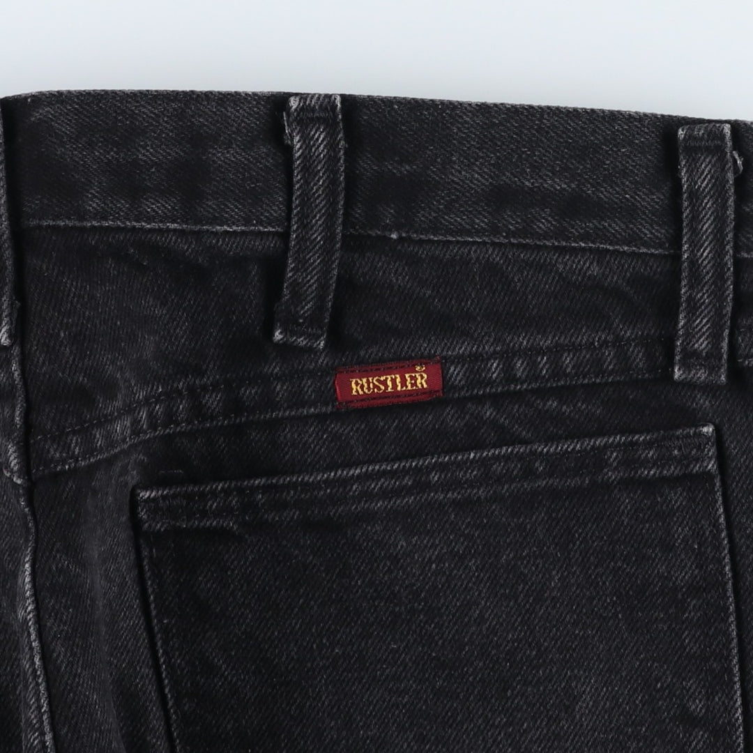 Rustler Black Denim Straight Denim Pants for Men, W32 equivalent cotton black type Vintage Second Hand