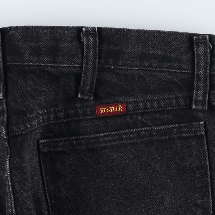 Rustler Black Denim Straight Denim Pants for Men, W32 equivalent cotton black type Vintage Second Hand