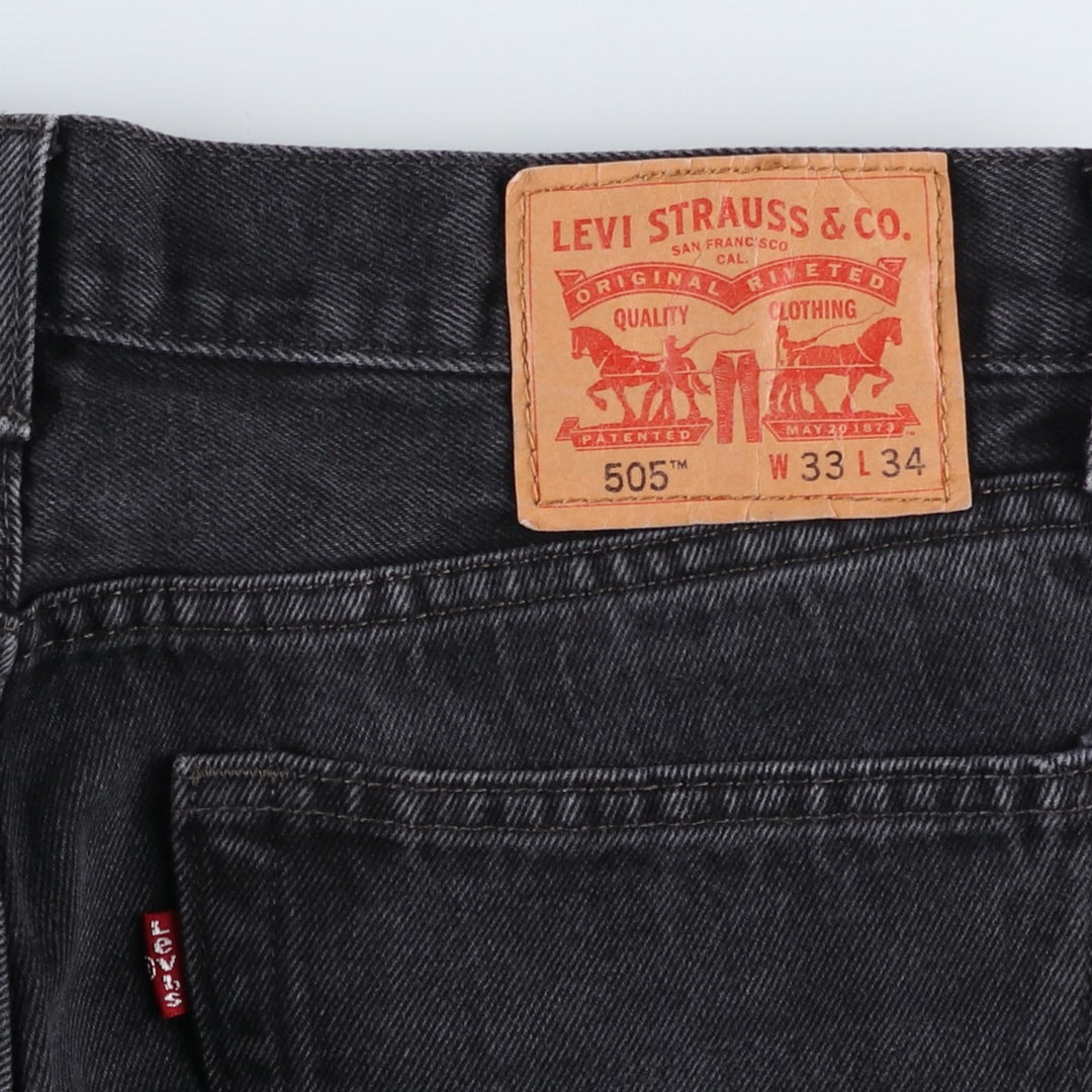 Levi's 505 Black Denim Tapered Denim Pants for Men, W33 equivalent cotton black type Vintage Second Hand