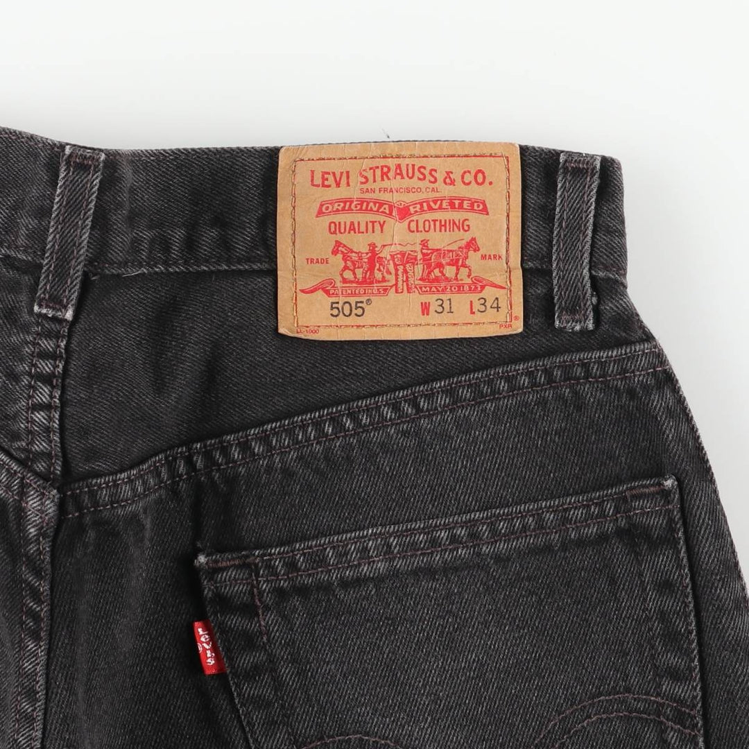 Levi's 505 Regular Fit Tapered Denim Pants, Black, Men's, Size W30 cotton black type Vintage Second Hand
