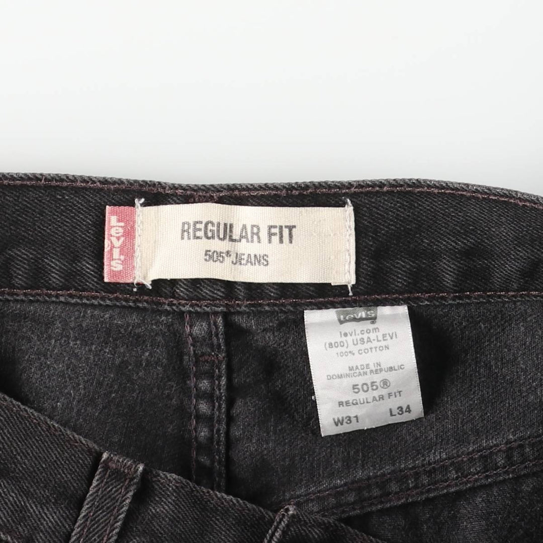 Levi's 505 Regular Fit Tapered Denim Pants, Black, Men's, Size W30 cotton black type Vintage Second Hand