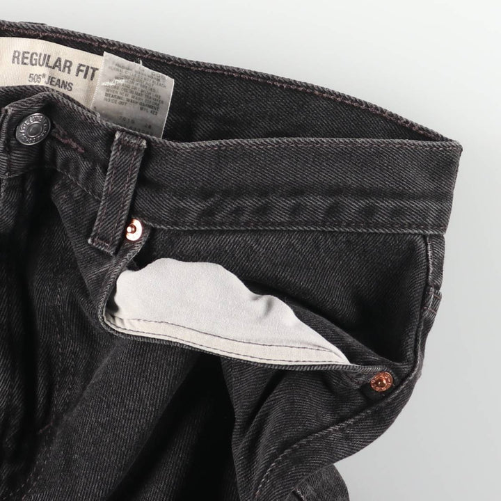 Levi's 505 Regular Fit Tapered Denim Pants, Black, Men's, Size W30 cotton black type Vintage Second Hand