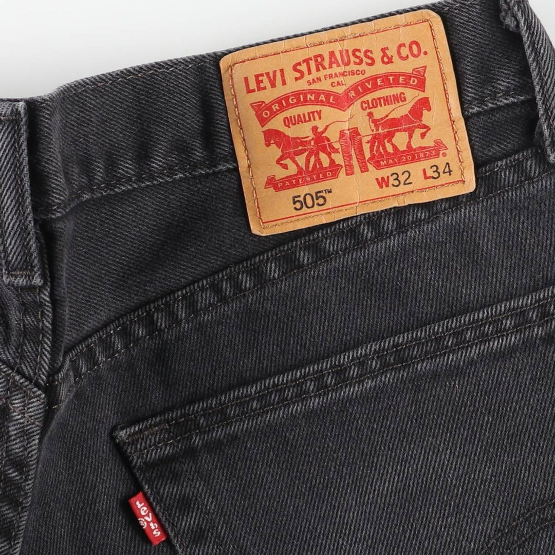 Levi's 505 Black Denim Tapered Denim Pants for Men, W33 equivalent cotton black type Vintage Second Hand