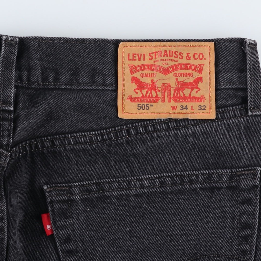 Levi's 505 Black Denim Tapered Denim Pants for Men, W34 equivalent cotton black type Vintage Second Hand