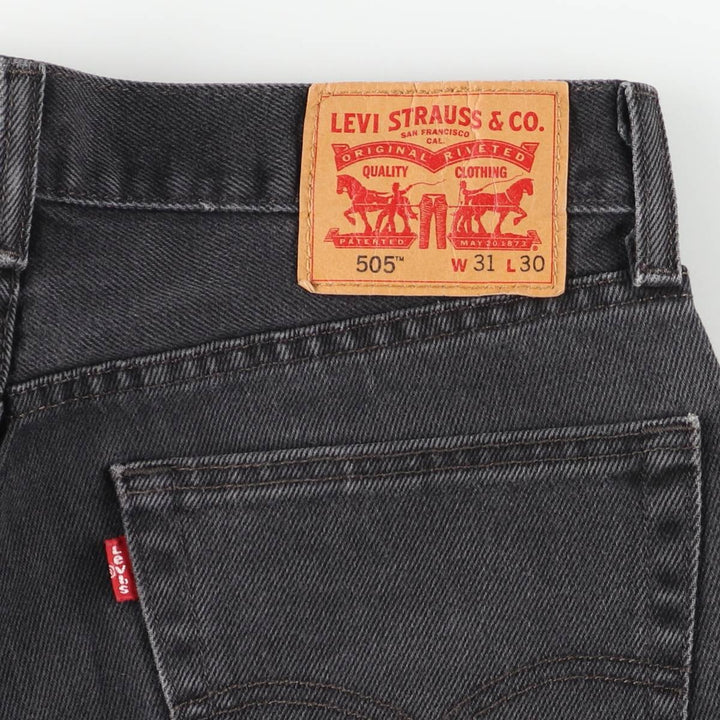 Vintage Levi's 505 black denim tapered denim pants, men's size W32. cotton black type Vintage Second Hand