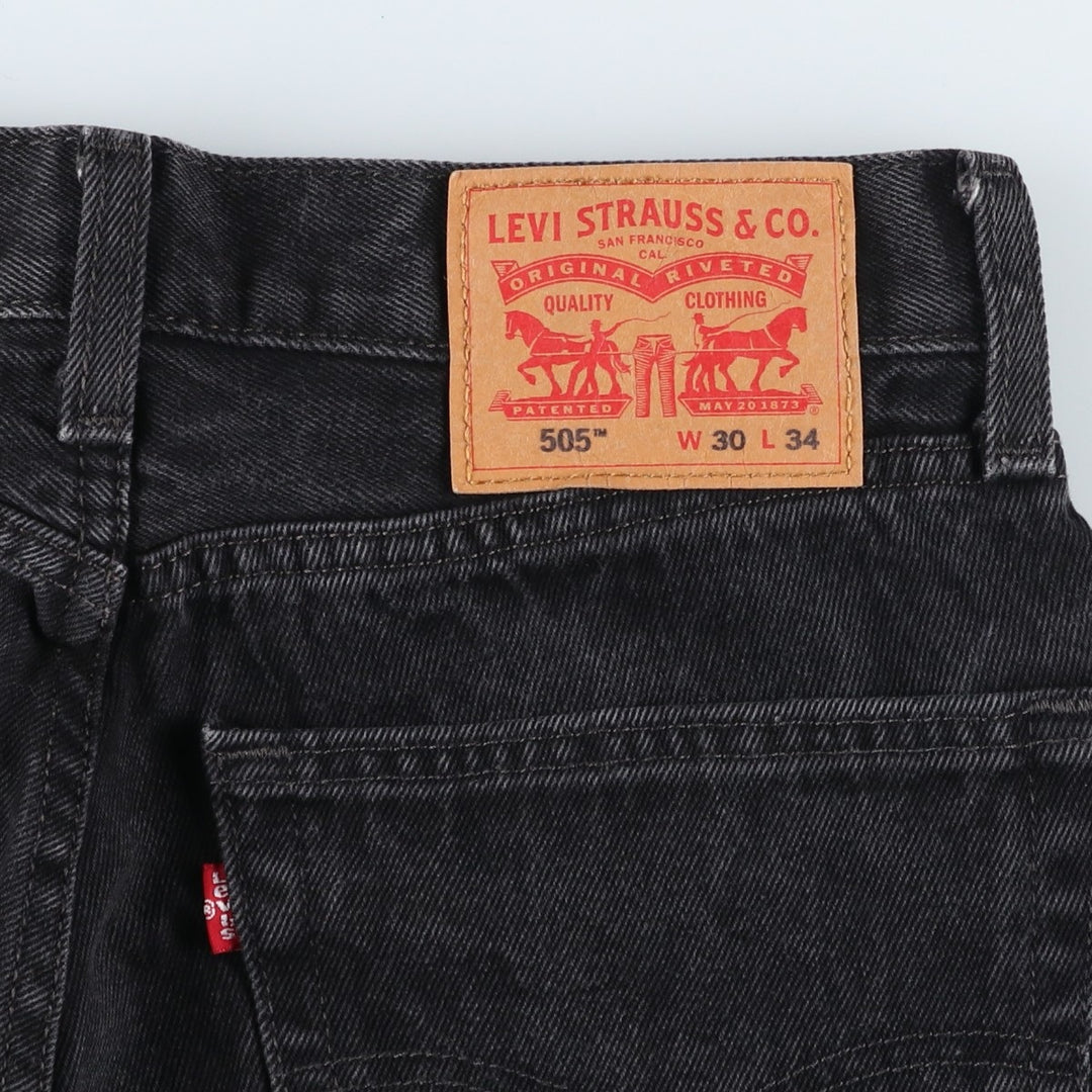 Levi's 505 Black Denim Tapered Denim Pants, Women's Size L (W29) cotton black type Vintage Second Hand