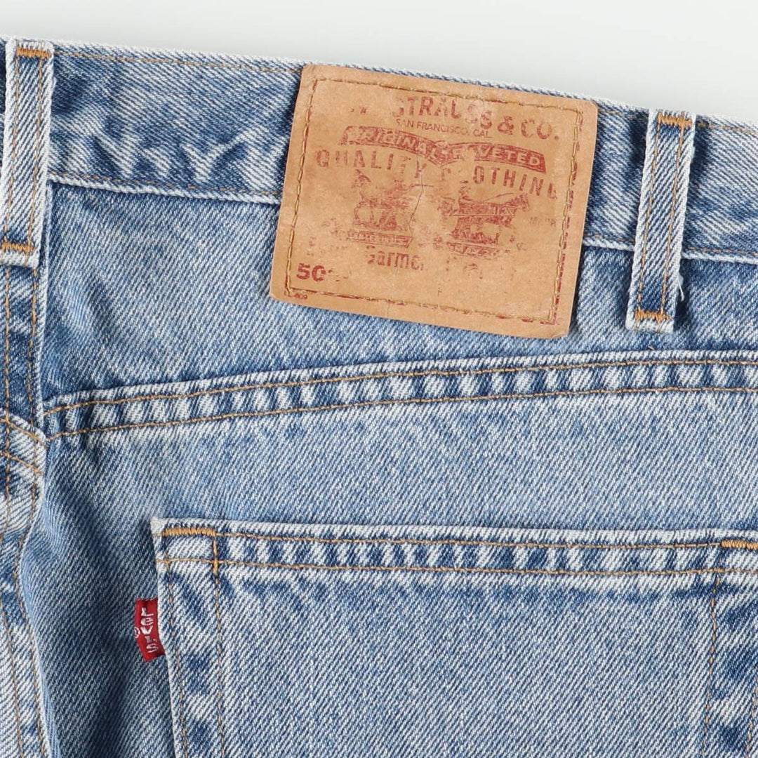 00'S Levi's 505 REGULAR FIT STRAIGHT LEG tapered denim pants made in USA, men's size w34 cotton blue type Vintage Second Hand
