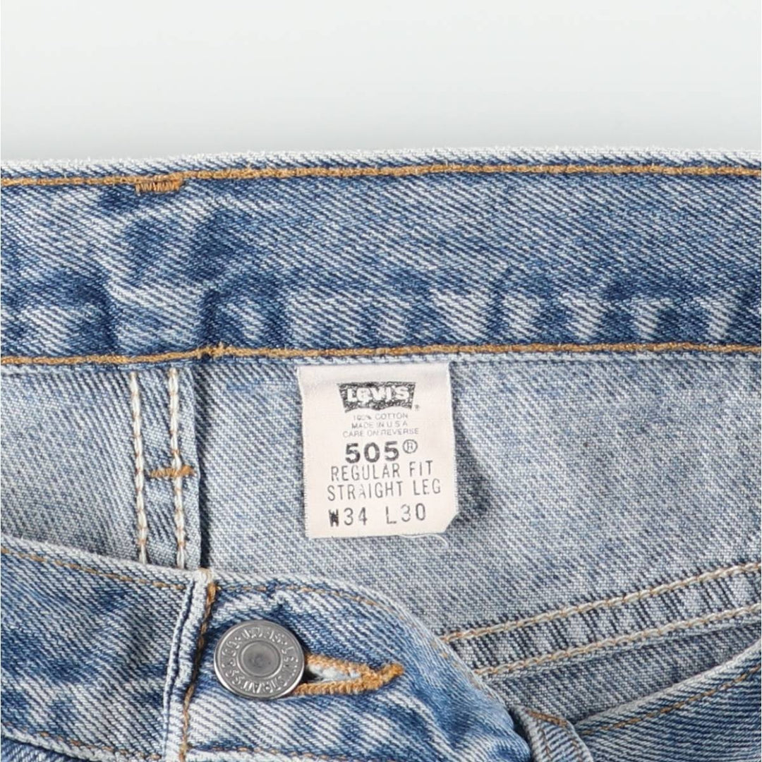 00'S Levi's 505 REGULAR FIT STRAIGHT LEG tapered denim pants made in USA, men's size w34 cotton blue type Vintage Second Hand