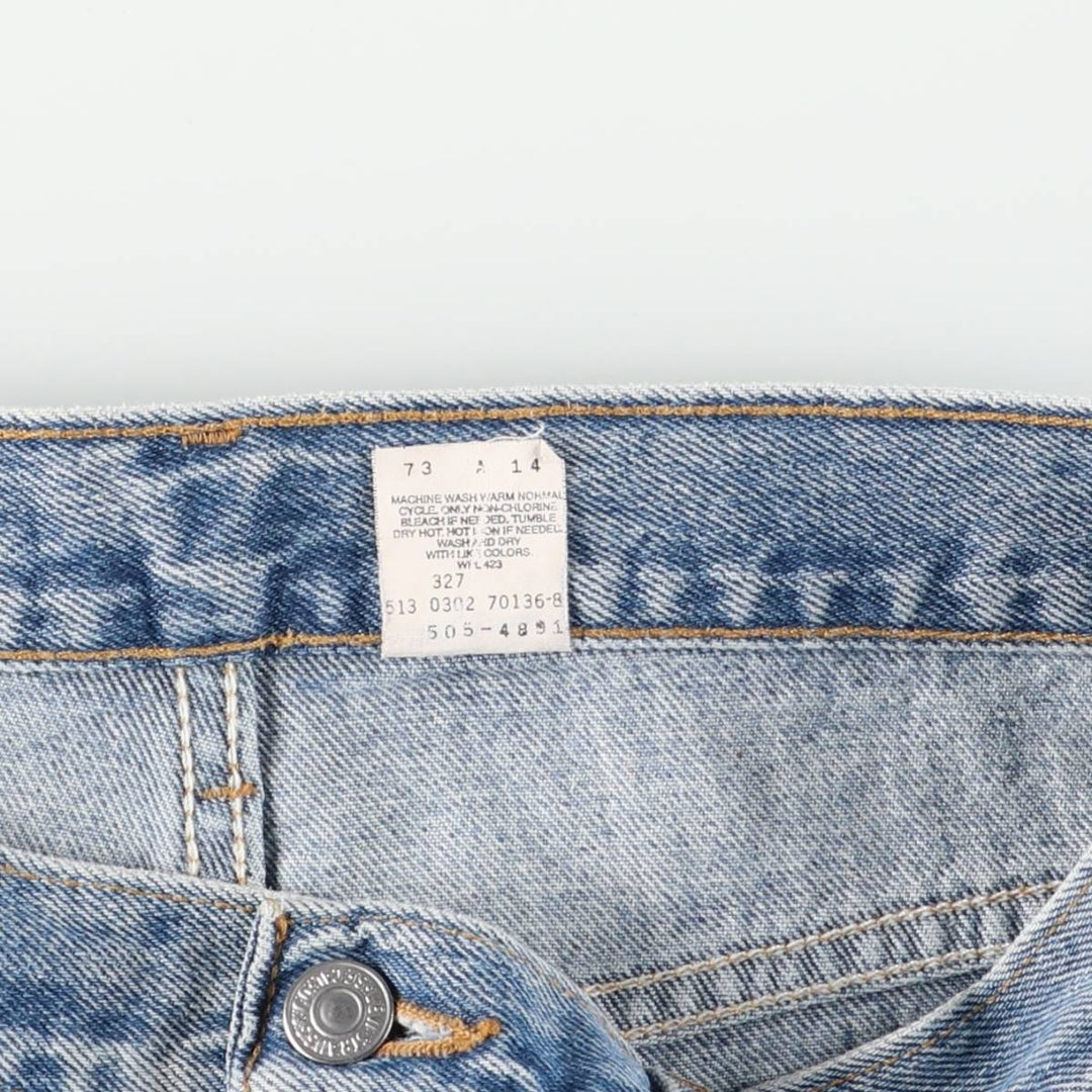 00'S Levi's 505 REGULAR FIT STRAIGHT LEG tapered denim pants made in USA, men's size w34 cotton blue type Vintage Second Hand