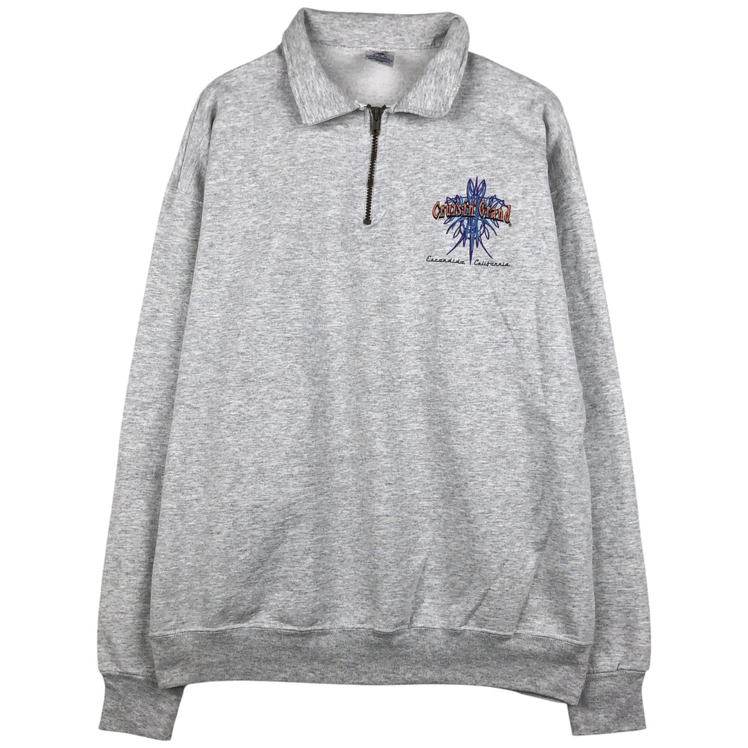 2000'S ~ Jerzees SUPER SWEATS Half-Zip Sweatshirt, Men's XL cotton white type Vintage Second Hand