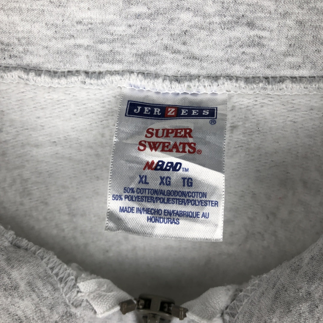 2000'S ~ Jerzees SUPER SWEATS Half-Zip Sweatshirt, Men's XL cotton white type Vintage Second Hand
