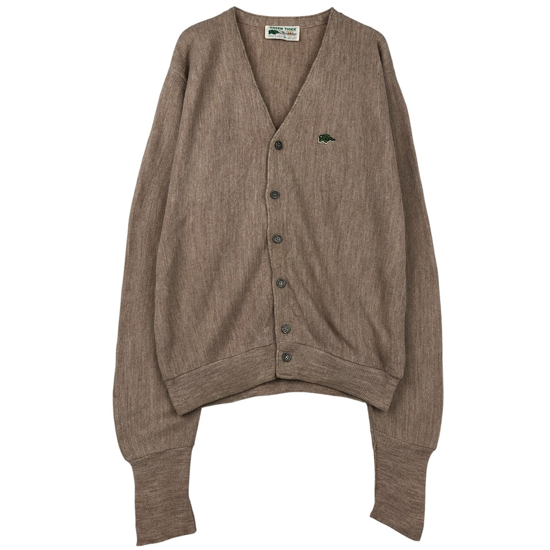 Vintage 1970'S Heritage Green Tiger acrylic knit cardigan, made in the USA, size M, men's acrylic Beige type Vintage Second Hand