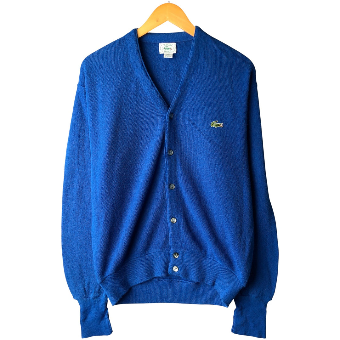 Vintage 80s-90'S Lacoste IZOD acrylic knit cardigan, made in the USA, size M, men's acrylic blue type Vintage Second Hand