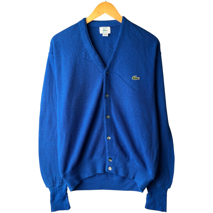 Vintage 80s-90'S Lacoste IZOD acrylic knit cardigan, made in the USA, size M, men's acrylic blue type Vintage Second Hand