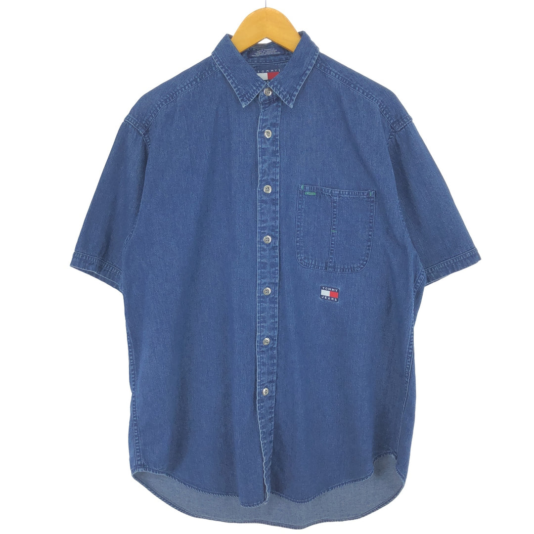 90s~ Tommy Hilfiger Short Sleeve Denim Shirt Men's M Size / eaa485007