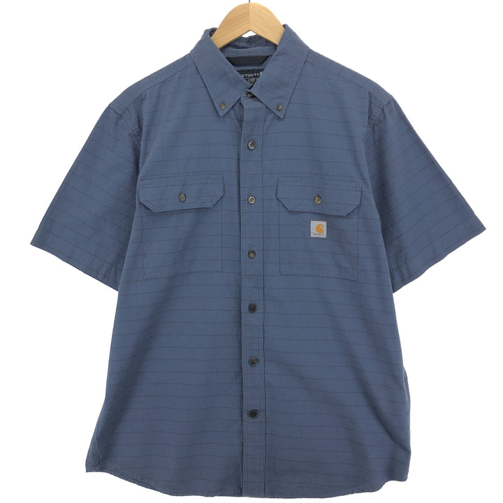 Carhartt Loose Fit Border Pattern Button-down Short Sleeve Work Shirt Men's M / eaa485023