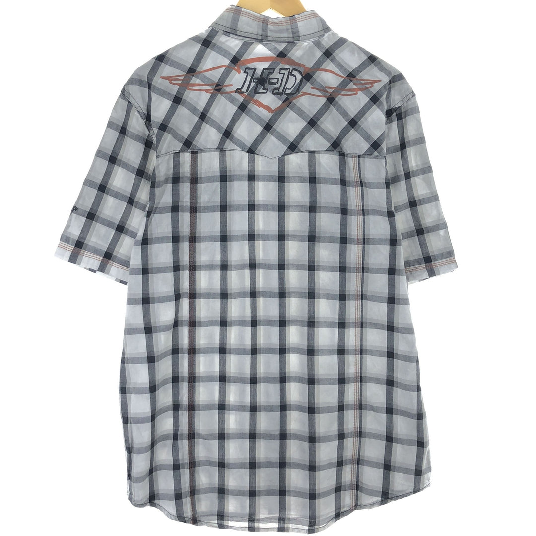 Harley-Davidson Check Pattern Short Sleeve Work Shirt Men's L size / eaa485026