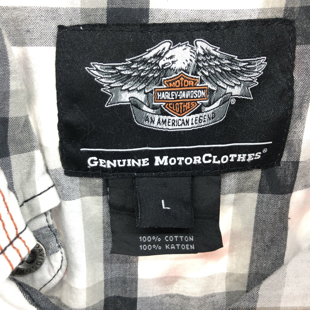 Harley-Davidson Check Pattern Short Sleeve Work Shirt Men's L size / eaa485026