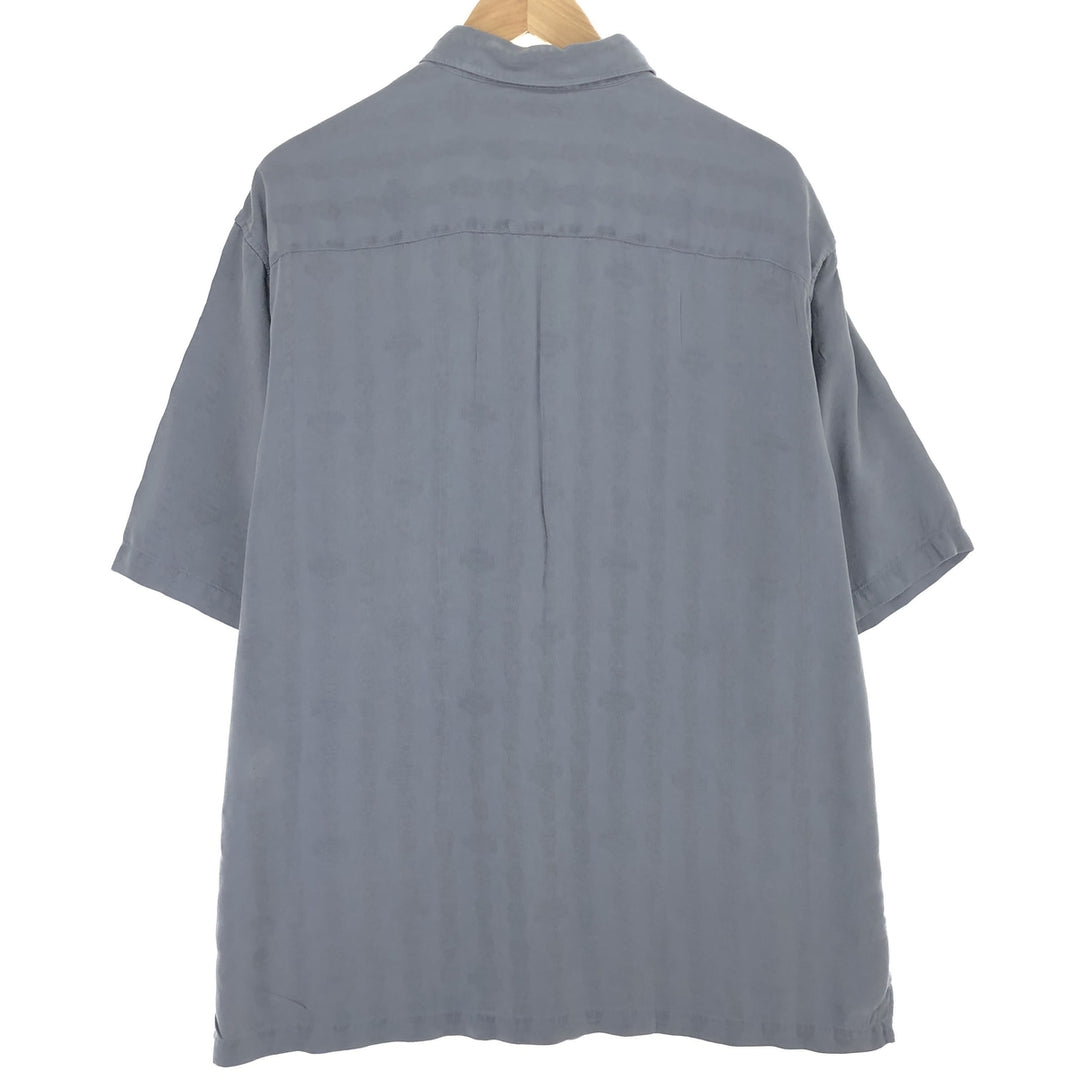 Harley-Davidson Skull Pattern Short Sleeve Silk Shirt, Men's Size XL silk gray type Vintage Second Hand